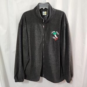 Vintage 1990s Lg Little Italy New York Embroidered Fleece Jacket Full Zip‎ Gray
